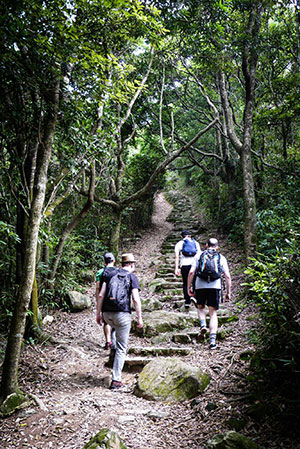 Participating composers hiking in Hong Kong