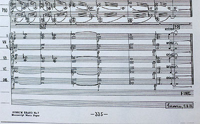 The last page - no. 335 - of Don Kays opera score.