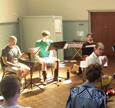 Singers of the Song Company and Roland Peelman at MODART rehearsal