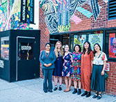 Composing Women (Brenda Gifford, Josephine Macken, Georgia Scott, Peggy Polias and Bree van Reyk) with Prof. Liza Lim in New York. <a href="https://micnet-cdn.s3.amazonaws.com/images/resonate/National-Sawdust-Composing-Women.jpg">Larger view</a>. 