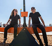 Madeleine Flynn & Tim Humphrey in Brighton with their work Pivot, involving 'semi-intelligent seesaws'