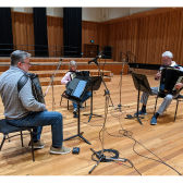 Fisarmonica Amici (Bradley Voltz, Nerida Farmer and John Cave) recording Stradella Suite at the ABC Centre in Southbank, Brisbane.